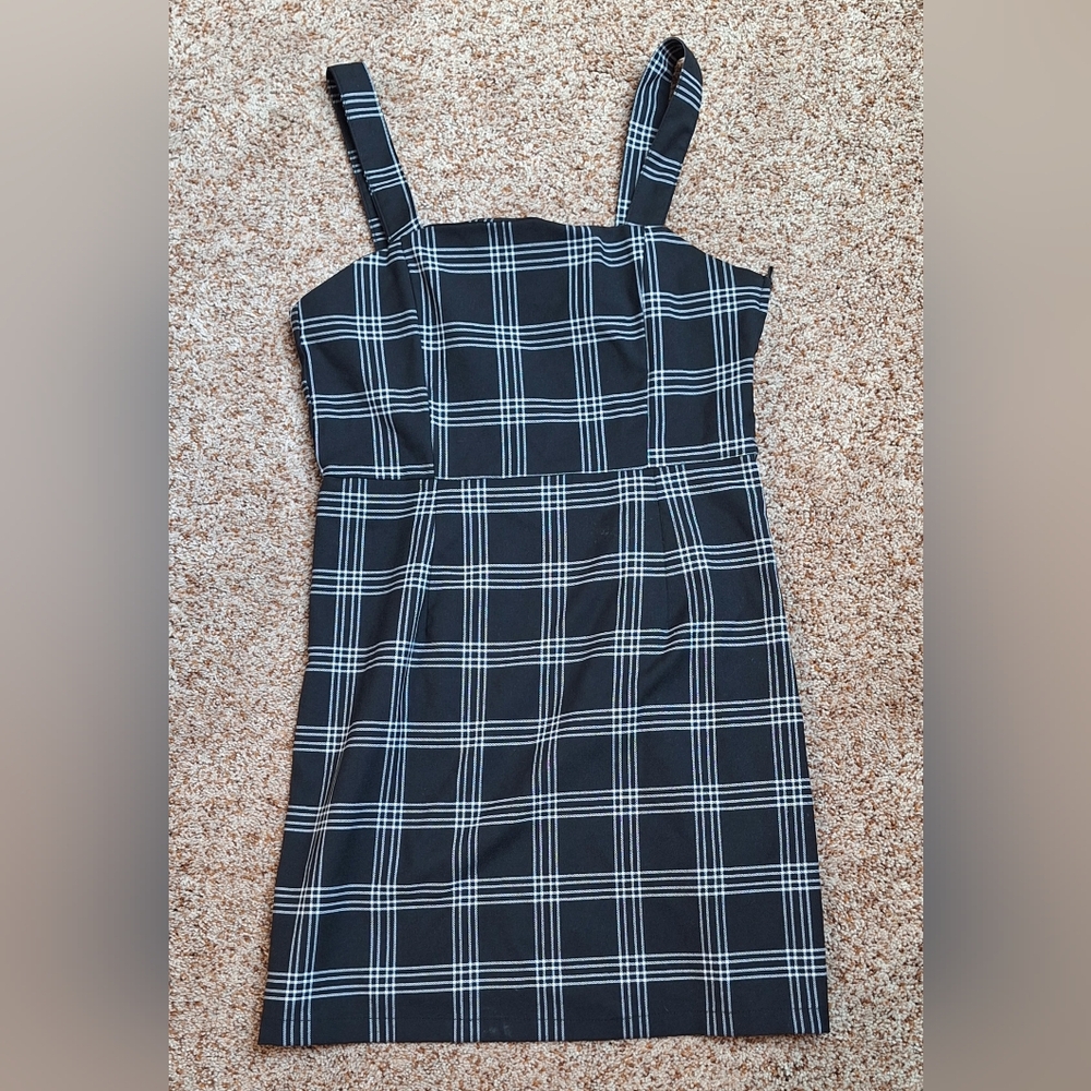 H&M Black and White Square Neck Midi Sundress ☆Size 6☆